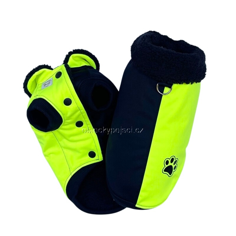 Zimní soft. bunda Černo - žlutý neon s tlapkou